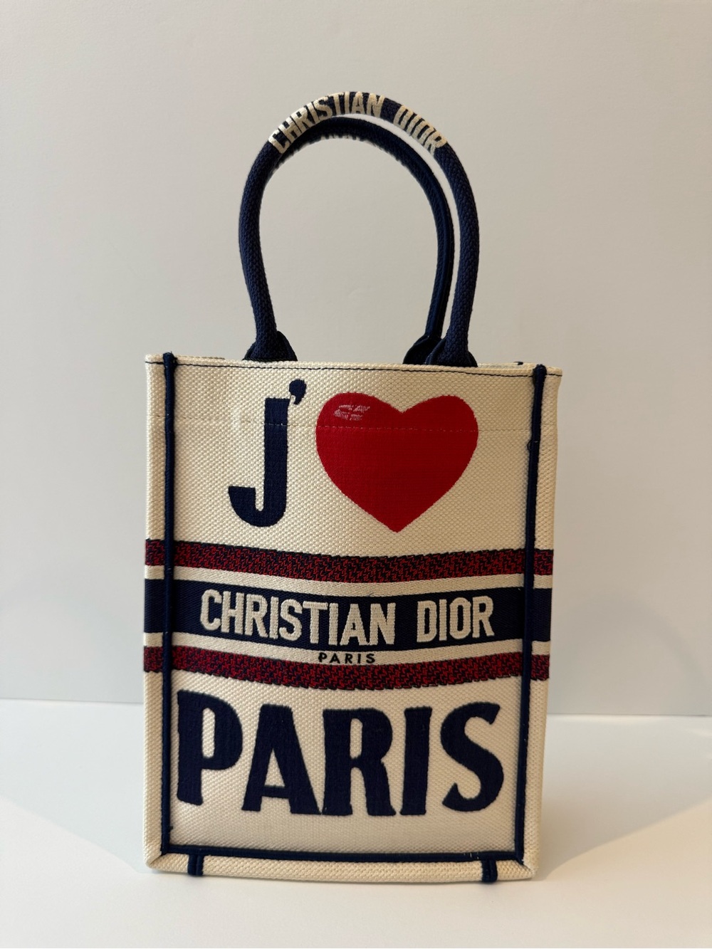 Dior Cream Canvas Mjni Tote with J’adore Paris.